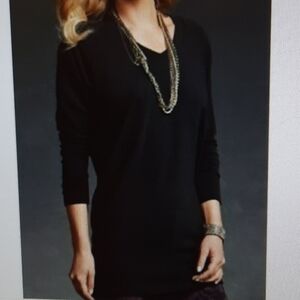 CAbi v neck black tunic long sleeve style 125